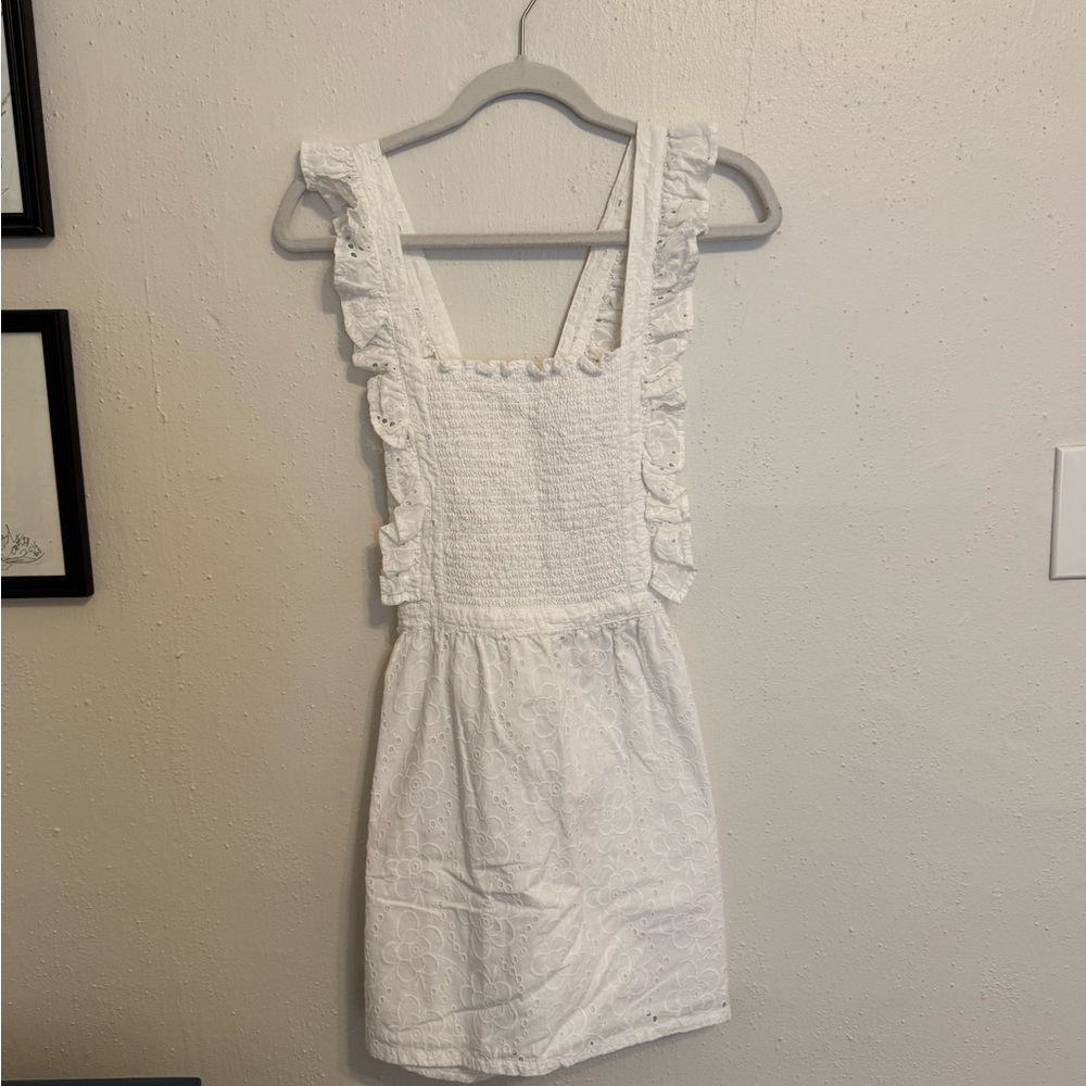 White Ruffled Sleeveless Dress